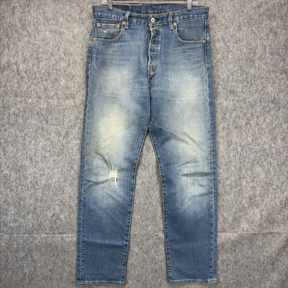 Levi's Premium 501 '93 Jeans Men's 30 x 32 Blue Distressed Button Fly Straight